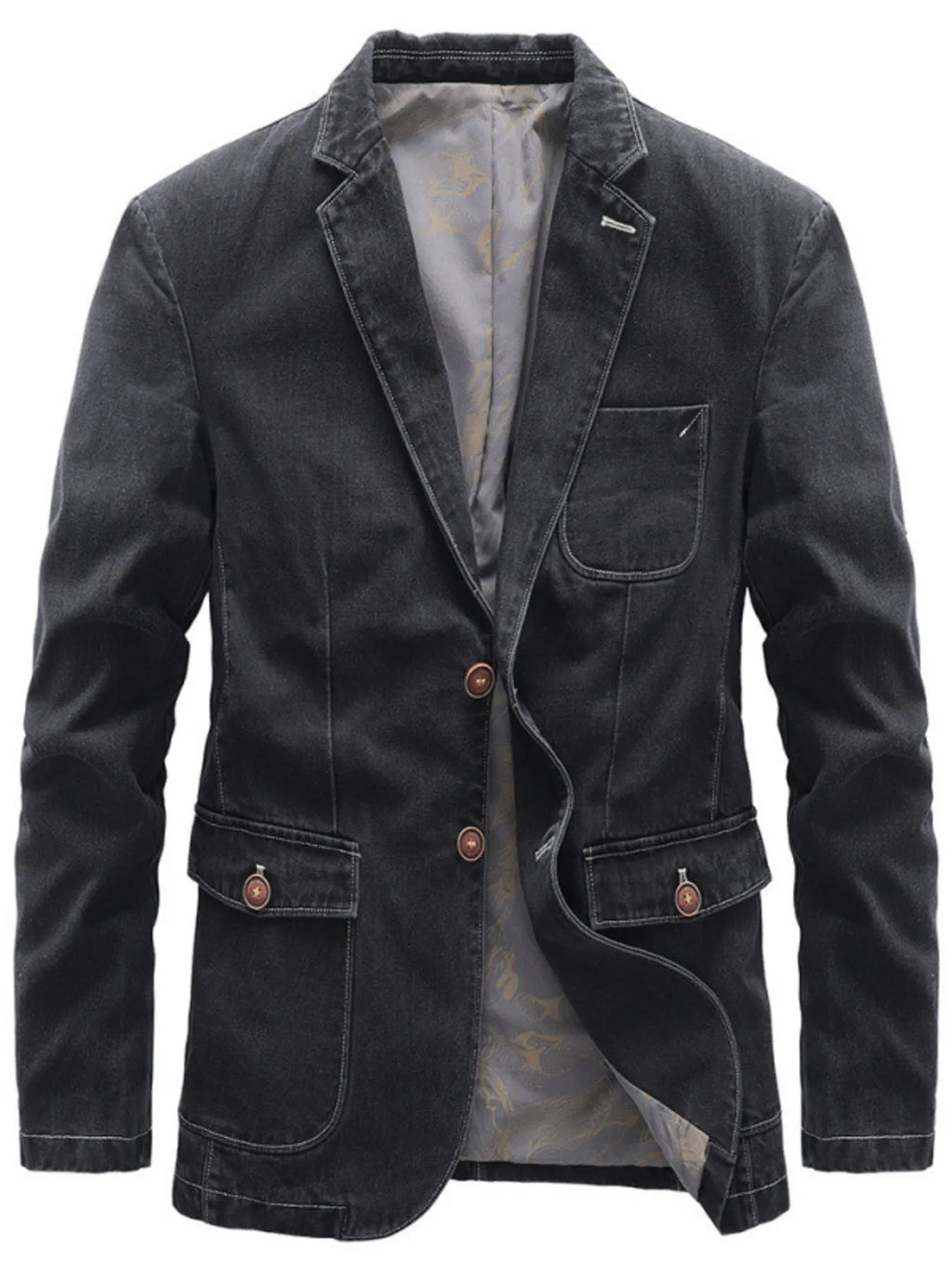 Lapel Collar Long Sleeve Blazer Plus Size