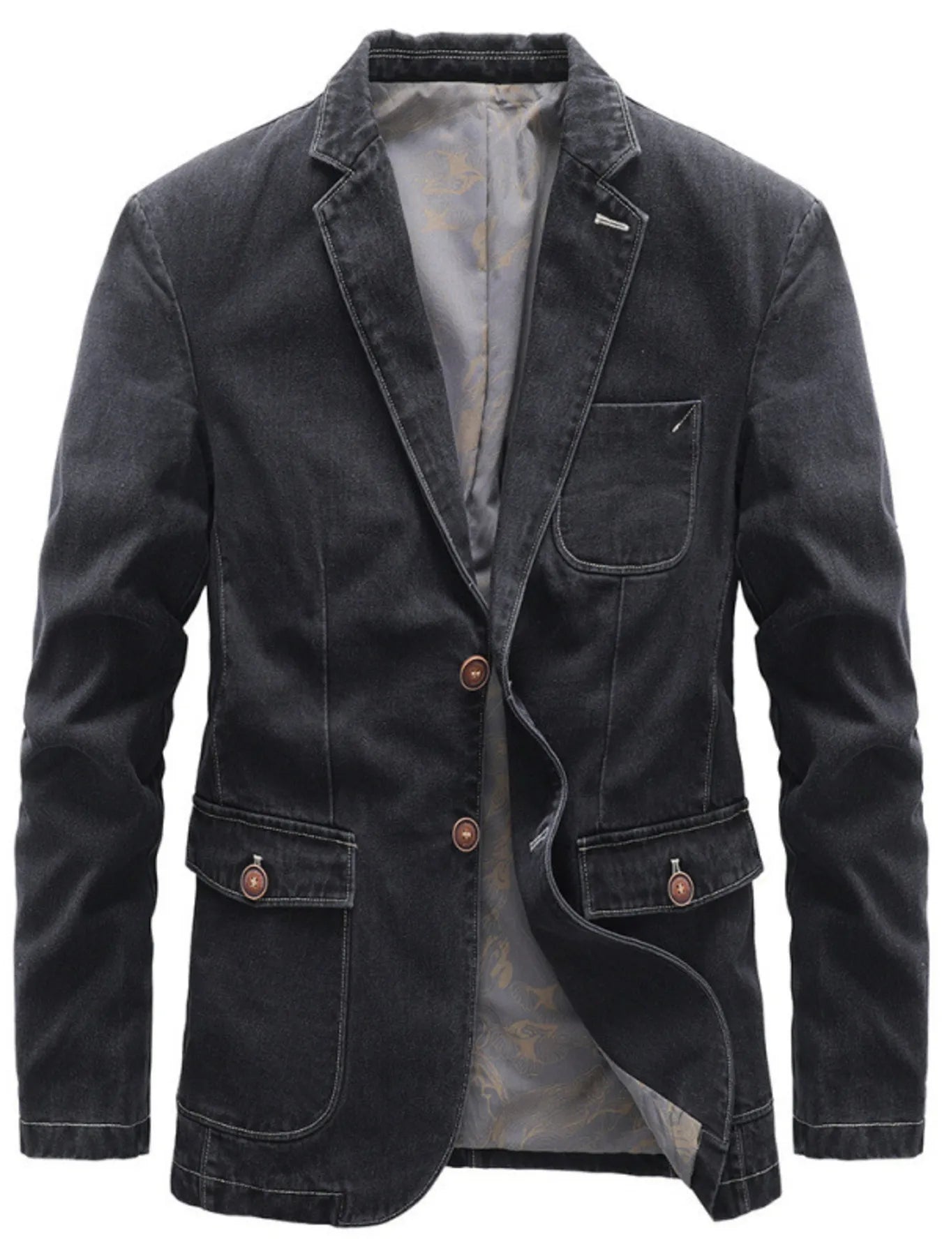 Lapel Collar Long Sleeve Blazer Plus Size