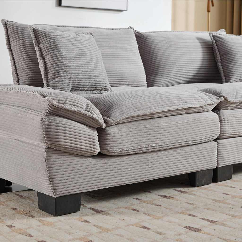 Corduroy Sofa Sleeper Couch Loveseat Sofa with Pillows Comfy Upholstered Deep Seat Sofa for Bedroom,Living Room,Apartment,Office,Dorm-Light Grey Corduroy