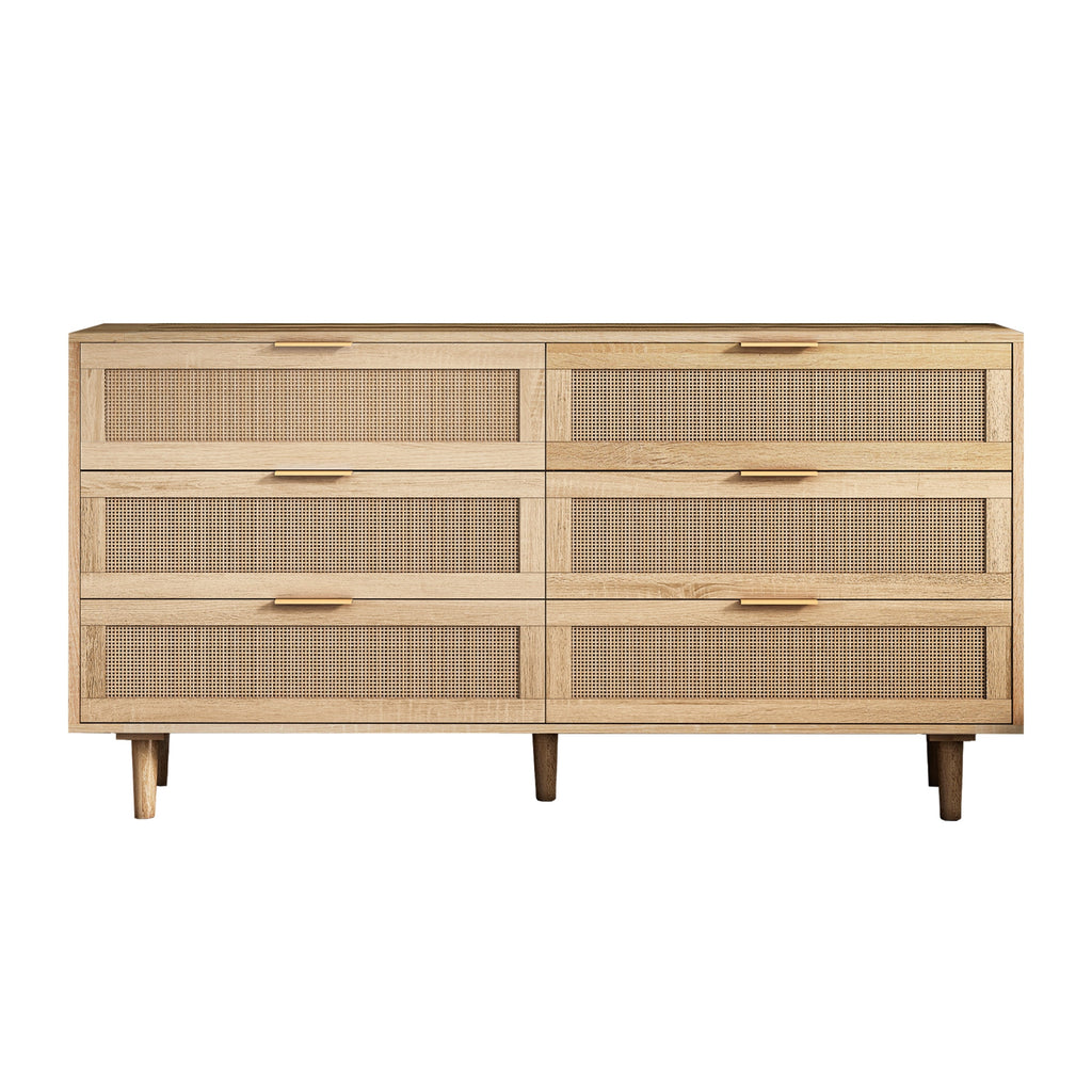 59.06'6-Drawers Rattan Storage Cabinet Rattan Drawer,for Bedroom,Living Room,Natural (Same SKU:W757121586)