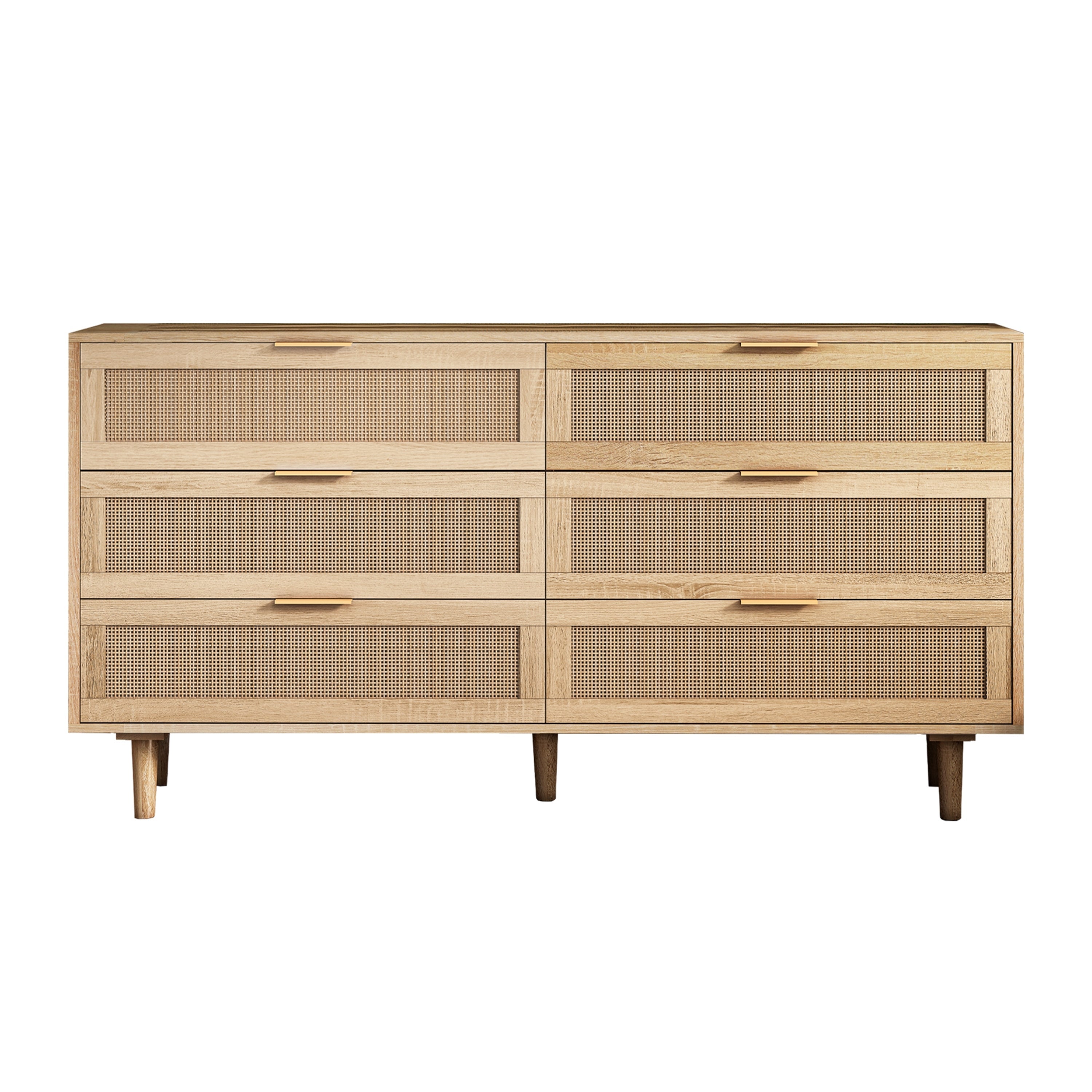 59.06'6-Drawers Rattan Storage Cabinet Rattan Drawer,for Bedroom,Living Room,Natural (Same SKU:W757121586)