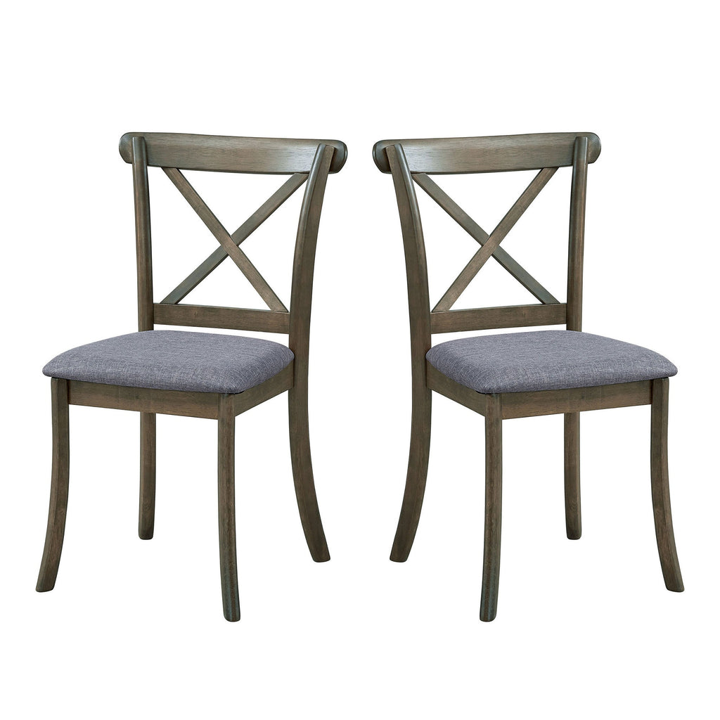 Wooden X Back Dining Chairs Set of 2, Modern Fabric Upholstered Kitchen Side 2PC Chairs, Cross Back Rubber Wood Farmhouse Dining Room Chair,OAK