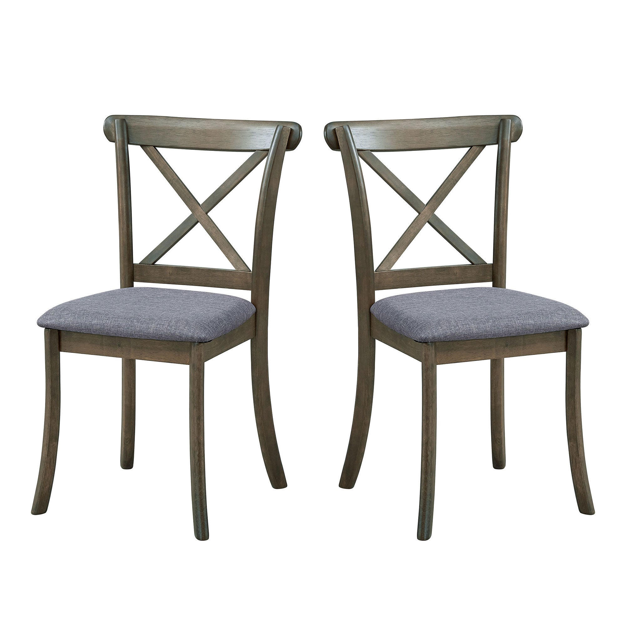 Wooden X Back Dining Chairs Set of 2, Modern Fabric Upholstered Kitchen Side 2PC Chairs, Cross Back Rubber Wood Farmhouse Dining Room Chair,OAK