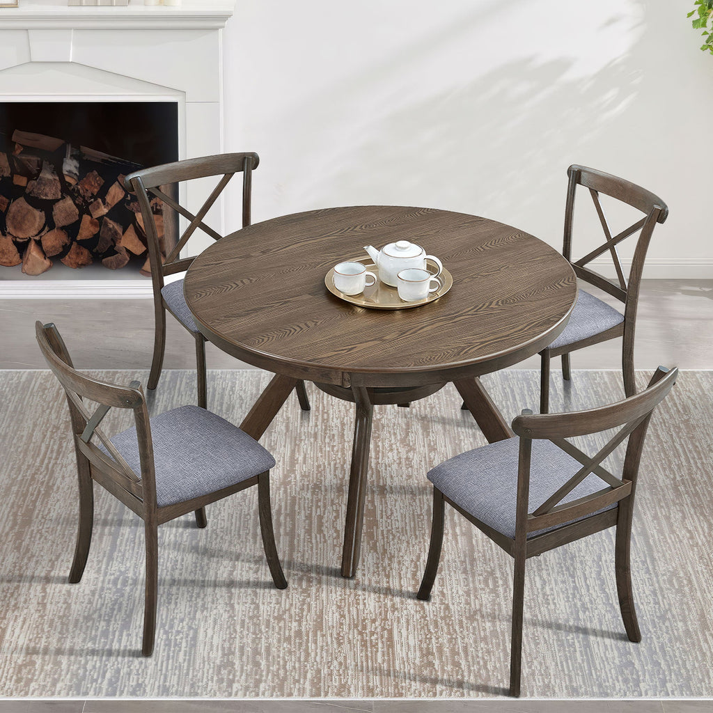 Wooden X Back Dining Chairs Set of 2, Modern Fabric Upholstered Kitchen Side 2PC Chairs, Cross Back Rubber Wood Farmhouse Dining Room Chair,OAK