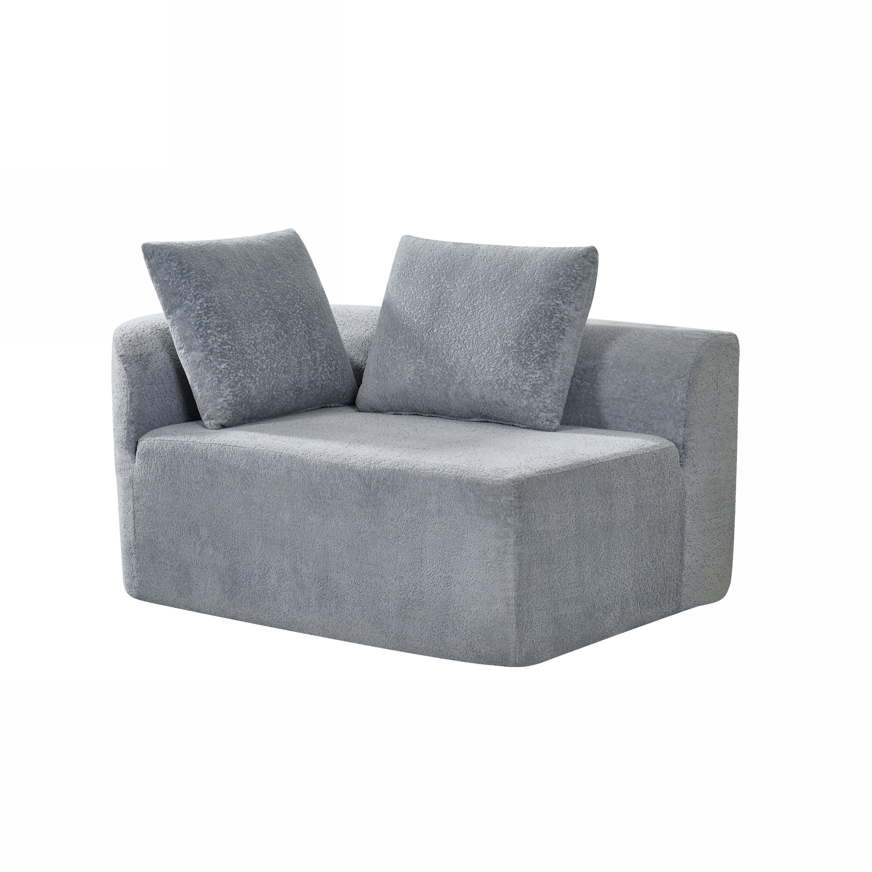 116' Modern Curved Sectional Sofa with High-Density Fully Compressed Sponge and Chaise Lounge, Pearl Upholstery, 2-Piece Set, Fully Assembled Right Hand Facing, Perfect for Living Room, Lounge