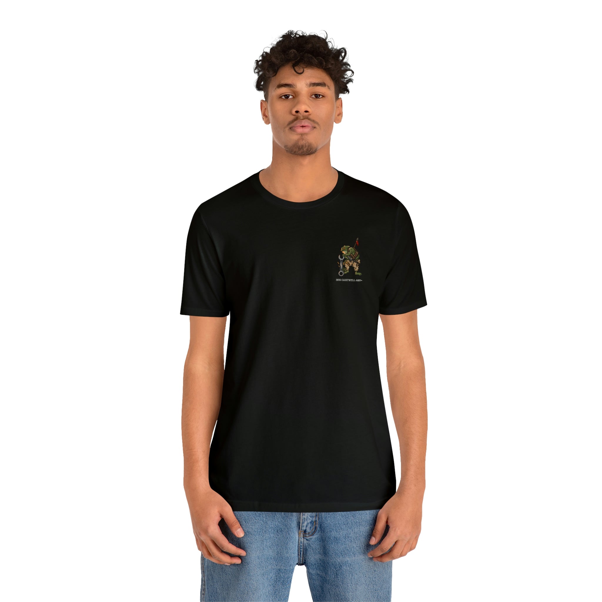 Mechanic Frog With Wrench and M4 - Front Print - Black Text