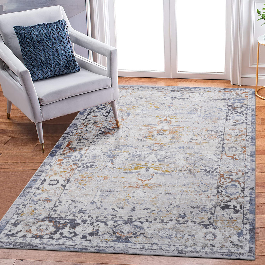 NAAR PAYAS Collection 5X7 Ivory / Grey / Traditional Area Rug