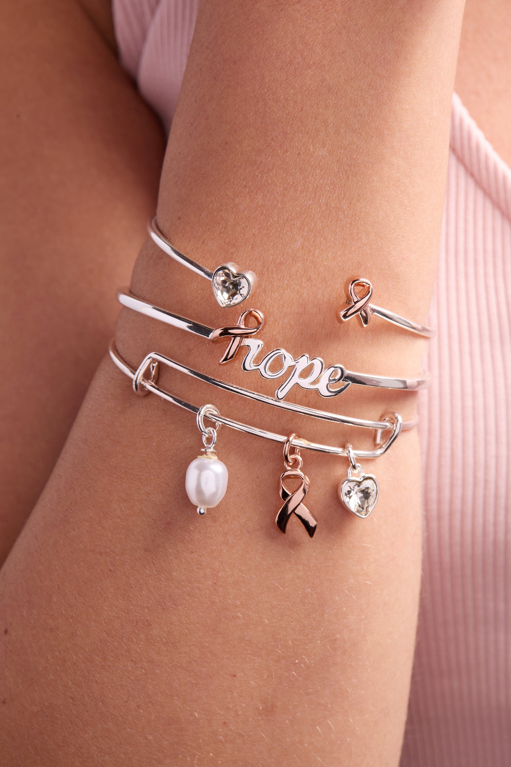 Breast Cancer Awareness Pink Ribbon Flex Cuff