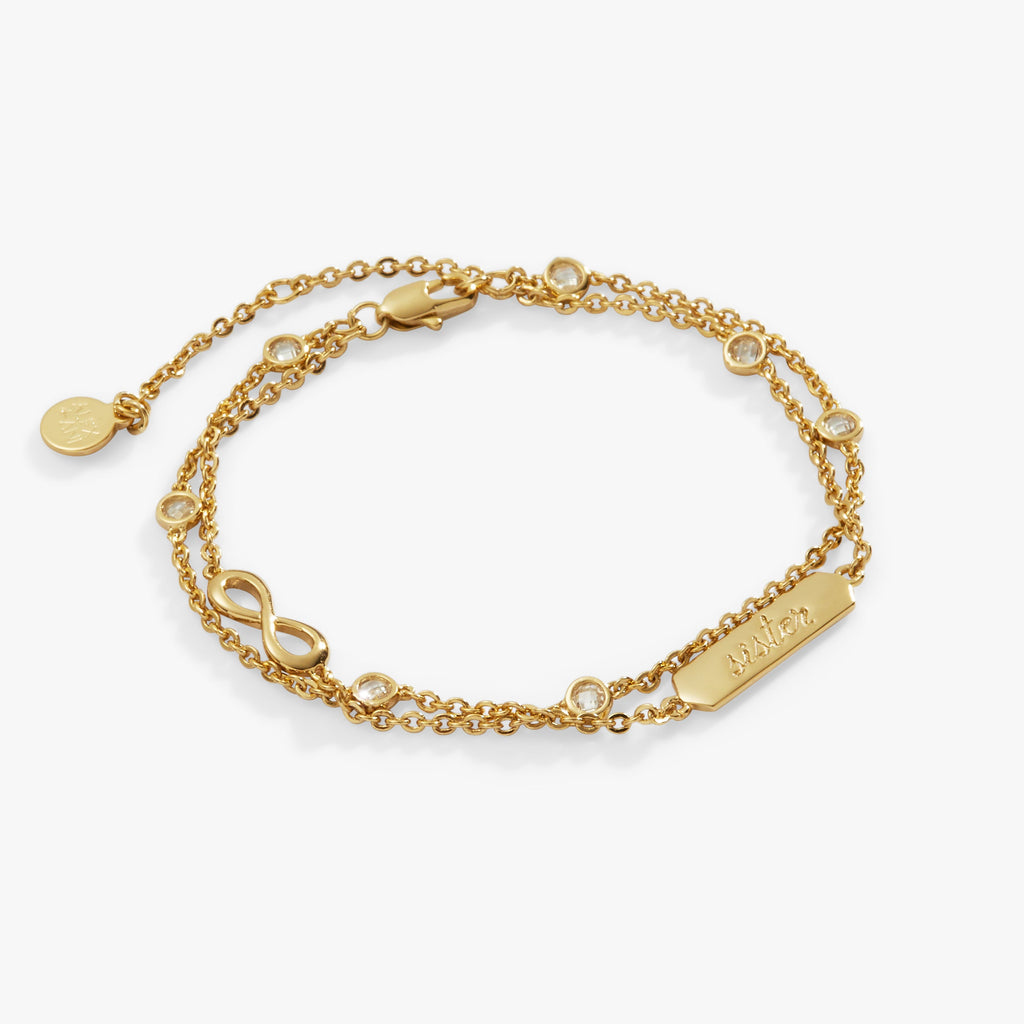 Sister Infinity Chain Double Strand Bracelet