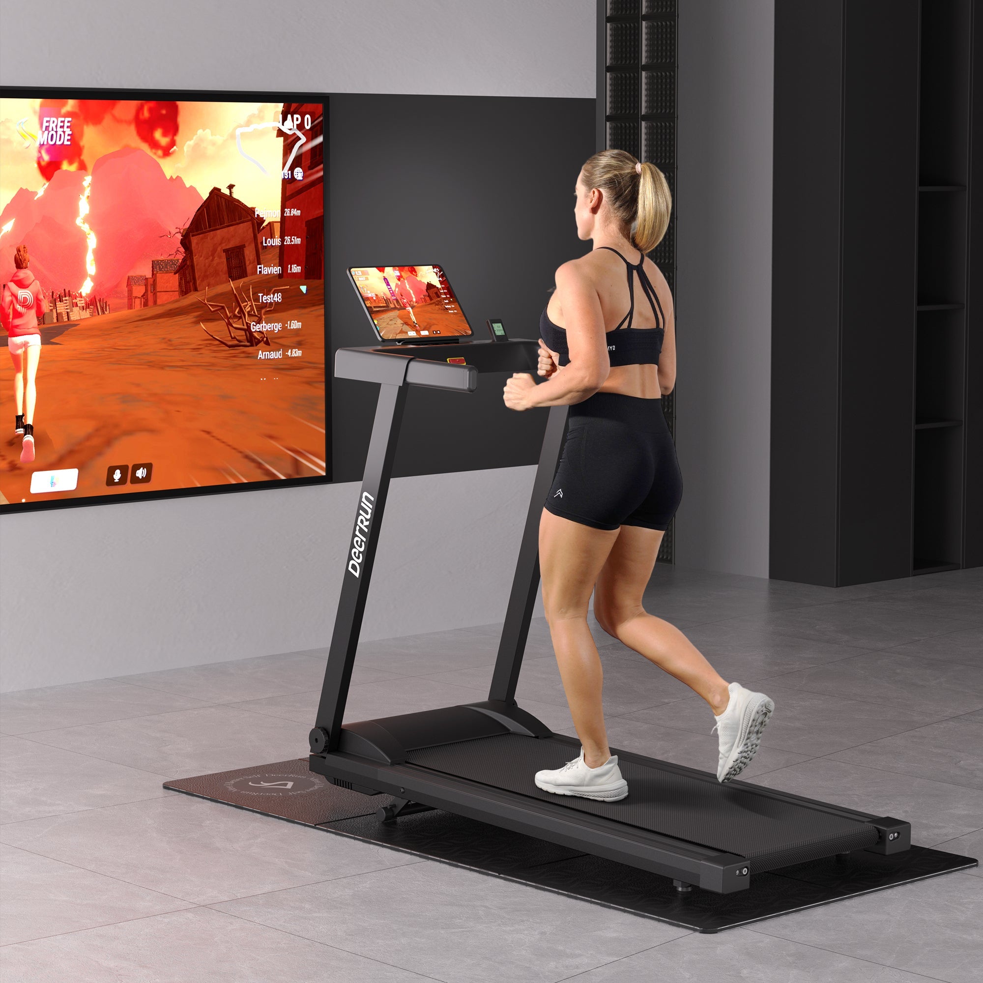 DeerRun All-New 2026 A1 Pro Move+ Smart Foldable Treadmill with 6% Incline & NFC | 350 lbs, 10 mph, Black