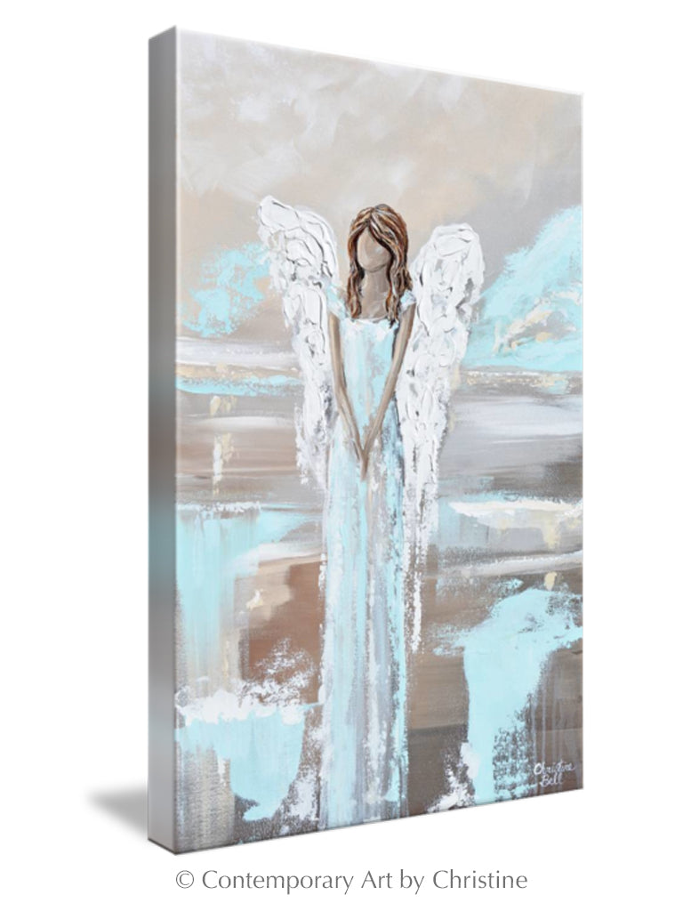 "Found Hope" GICLEE PRINT Abstract Angel Painting Elegant Guardian Angel Blue White