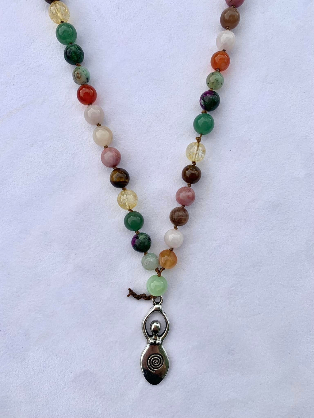 Aphrodite Mala - Fertility - Chrysoprase, Carnelian, Rose Quartz, Moonstone, Rhodonite, Tiger Eye, Citrine, Green Aventurine, Ruby Zoisite