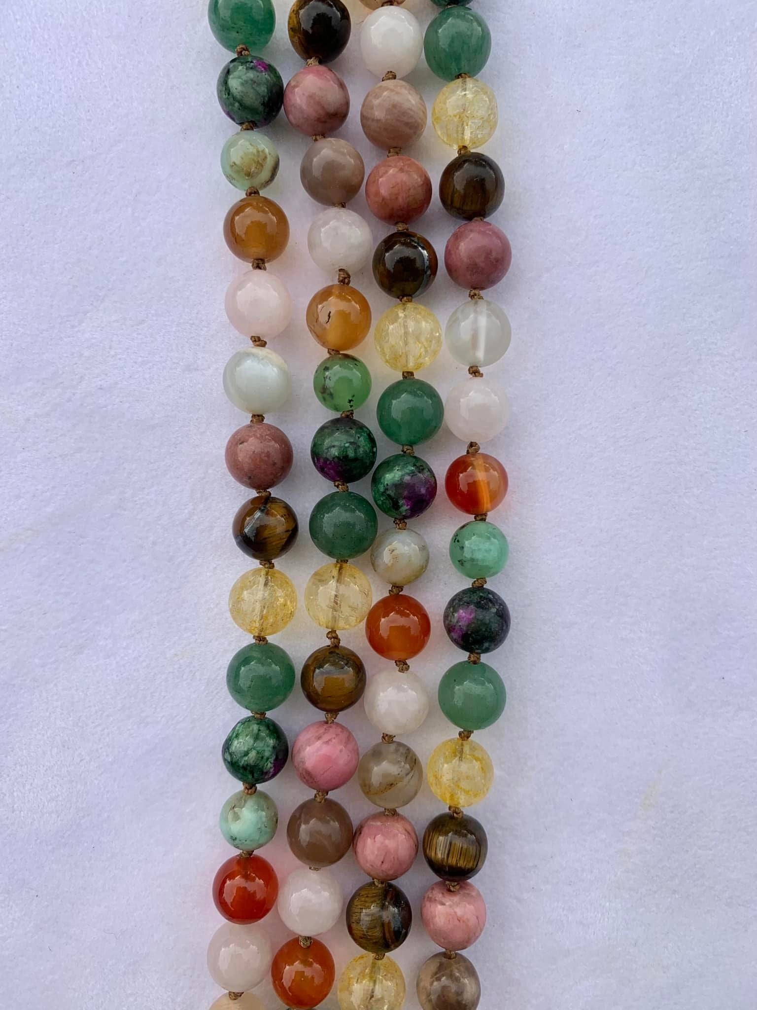 Aphrodite Mala - Fertility - Chrysoprase, Carnelian, Rose Quartz, Moonstone, Rhodonite, Tiger Eye, Citrine, Green Aventurine, Ruby Zoisite