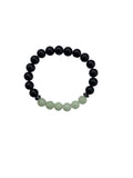 Aragonite Green/Yellow with Onyx Bracelet 8 mm Round Beads - Naturally Glows in the Dark