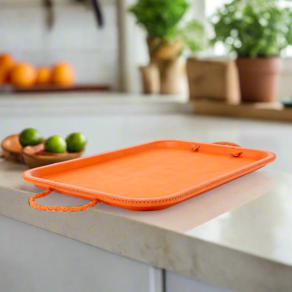 Hermana | 16” Serving Tray with Embroidered Handles