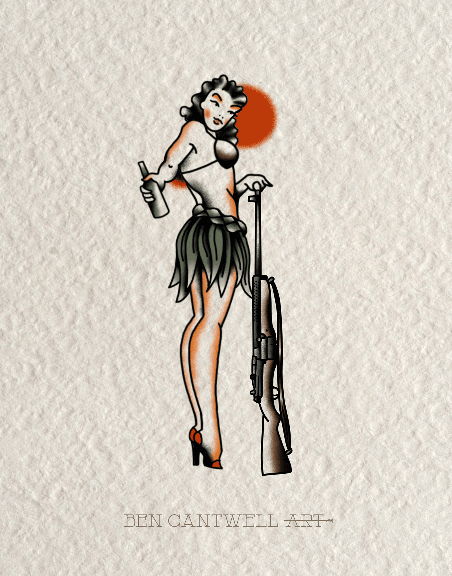 WW2 Pin-Up Girl - Johnson rifle