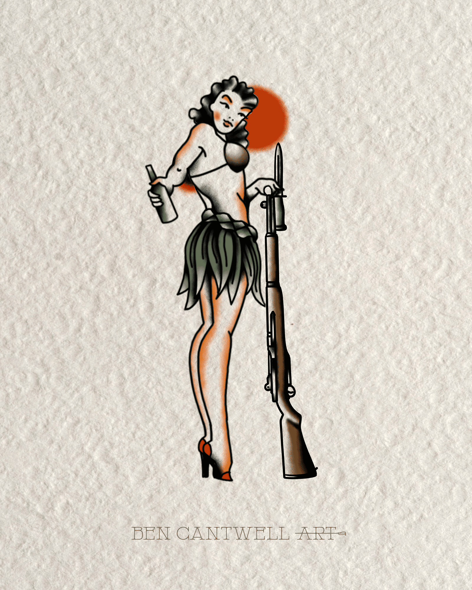 WW2 Pin-Up Girl - M1 Garand and Bayonet