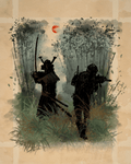 Ancient and Modern Warrior – Japanese Samurai in Bamboo Forest