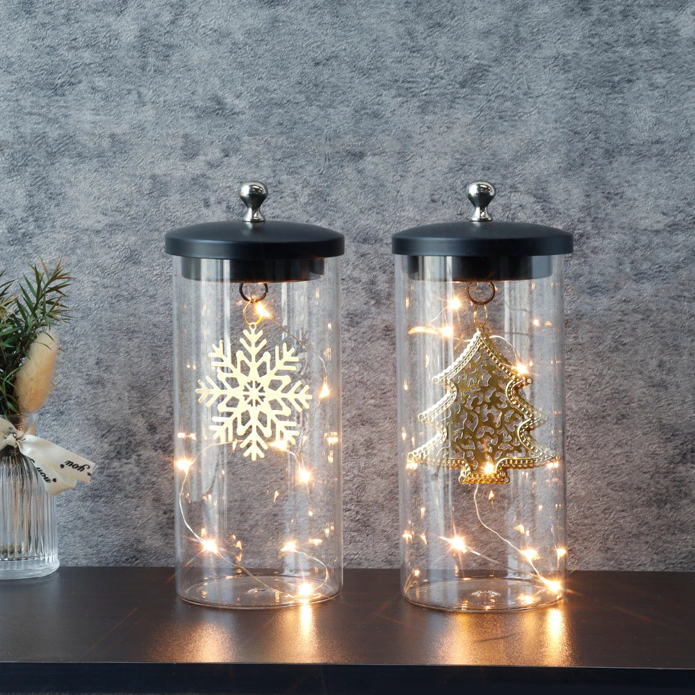 Set of 2-7"H Battery Powered Lights(Gold Leaf Pendant )
