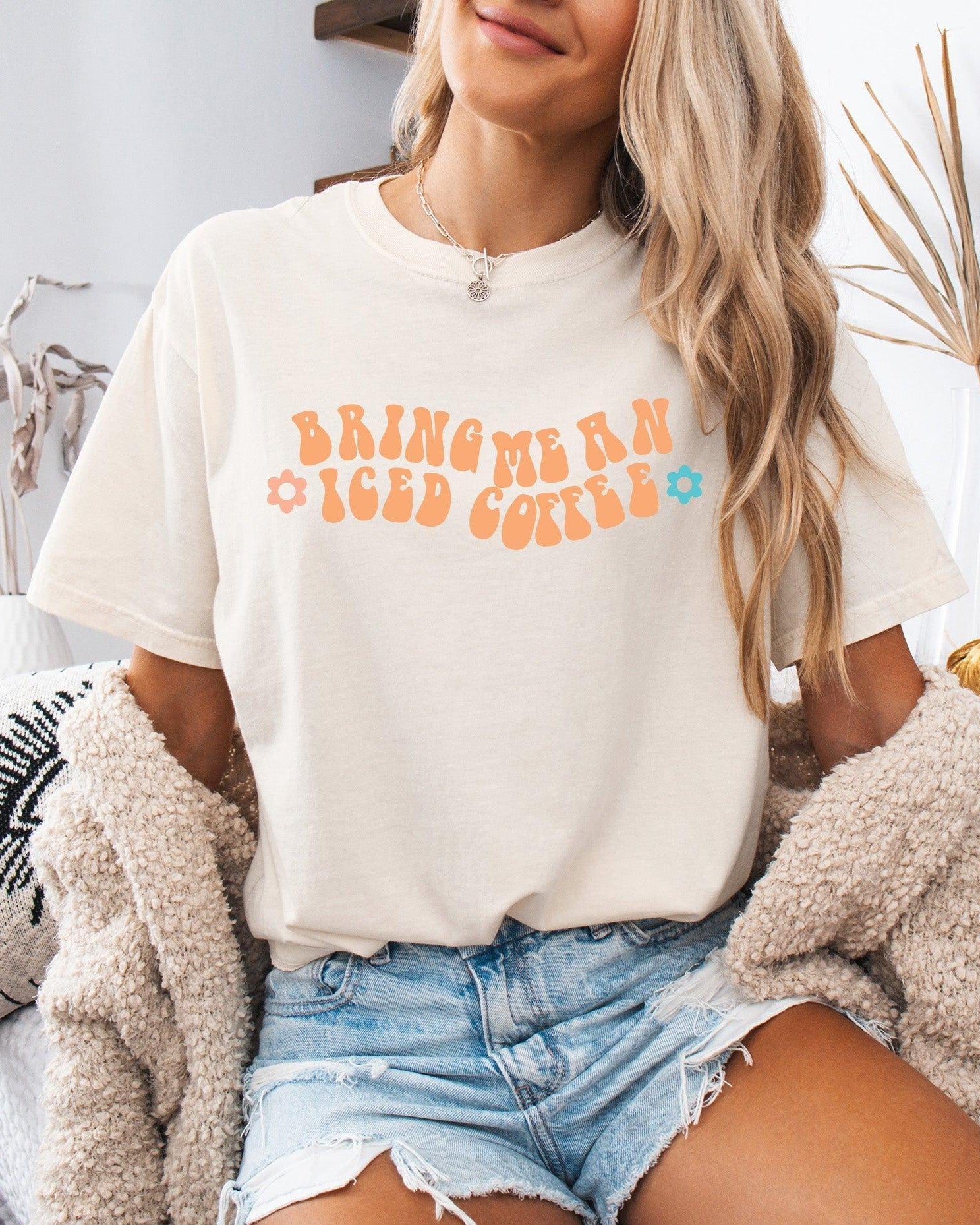 Bring Me an Iced Coffee Latte Comfort Colors Garment-Dyed T-Shirt – Summer Coffee Lover Graphic Tee