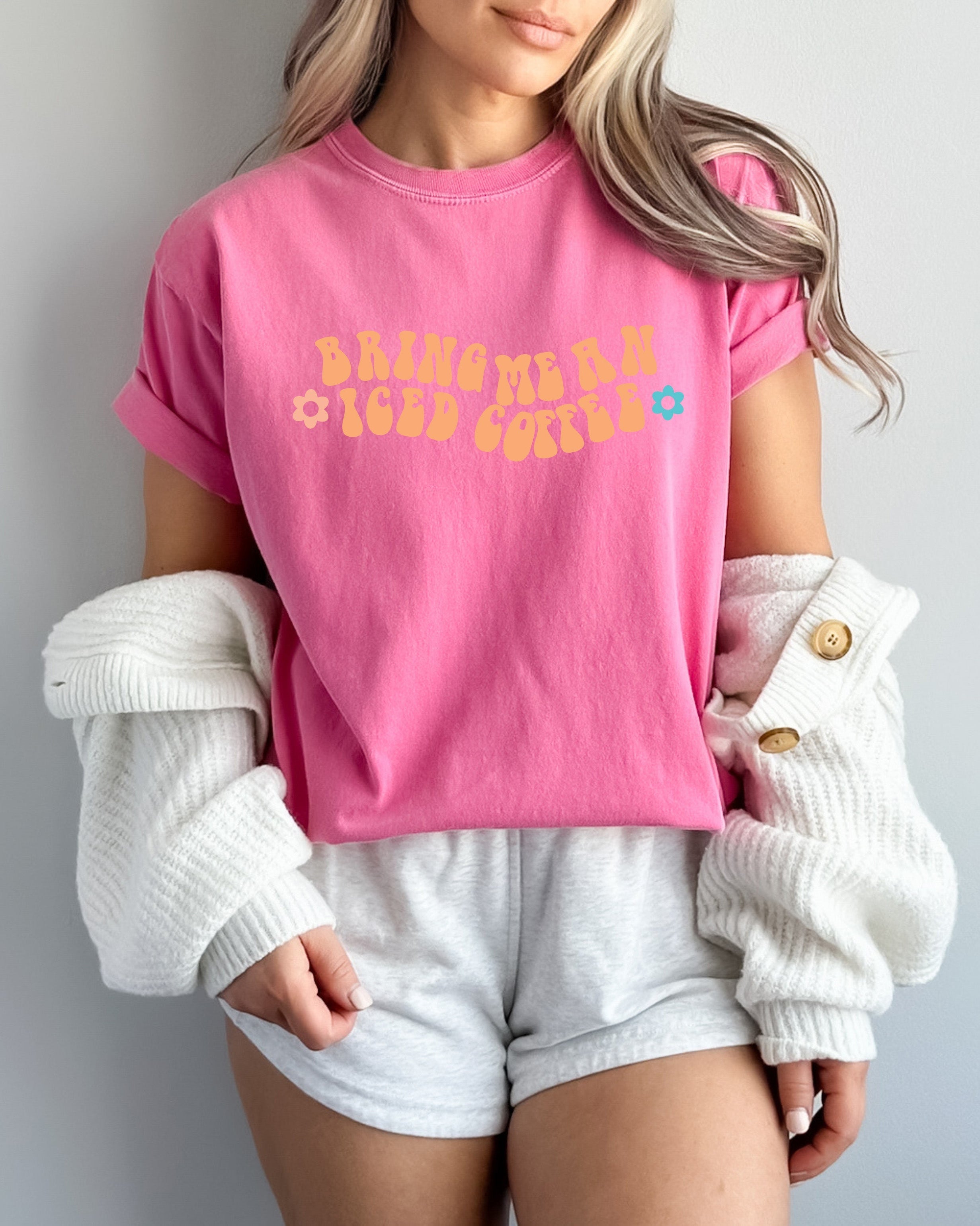 Bring Me an Iced Coffee Latte Comfort Colors Garment-Dyed T-Shirt – Summer Coffee Lover Graphic Tee