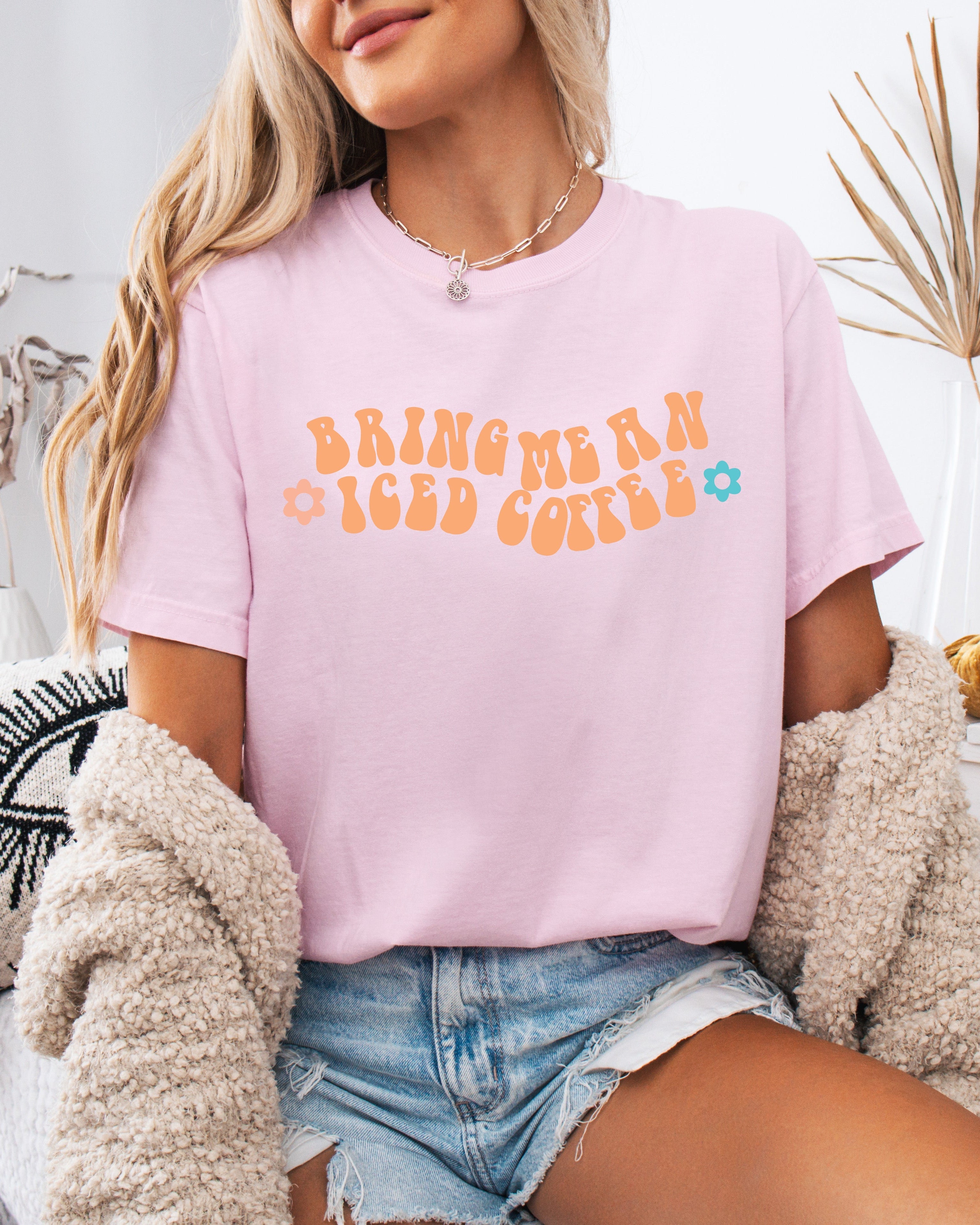 Bring Me an Iced Coffee Latte Comfort Colors Garment-Dyed T-Shirt – Summer Coffee Lover Graphic Tee