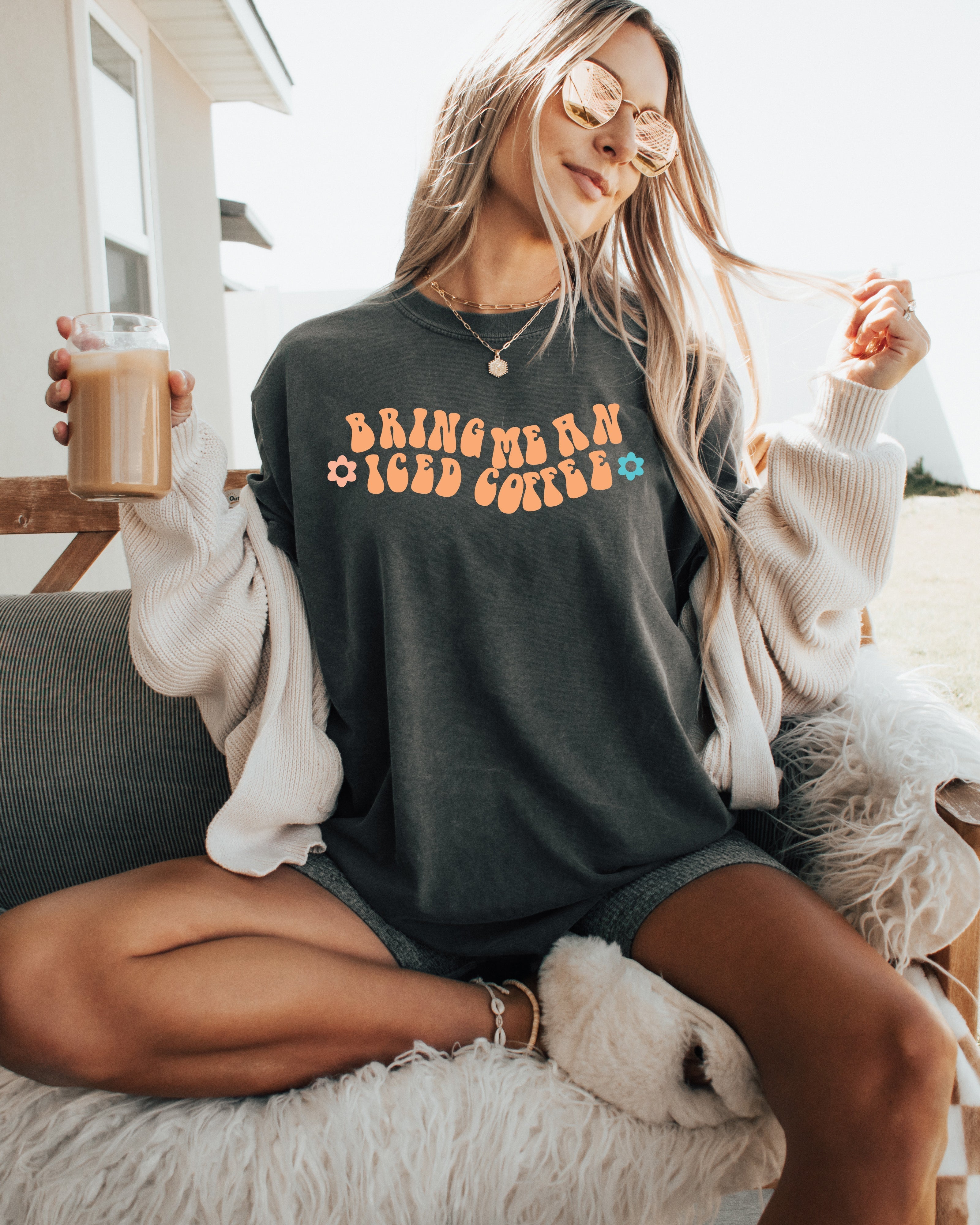 Bring Me an Iced Coffee Latte Comfort Colors Garment-Dyed T-Shirt – Summer Coffee Lover Graphic Tee