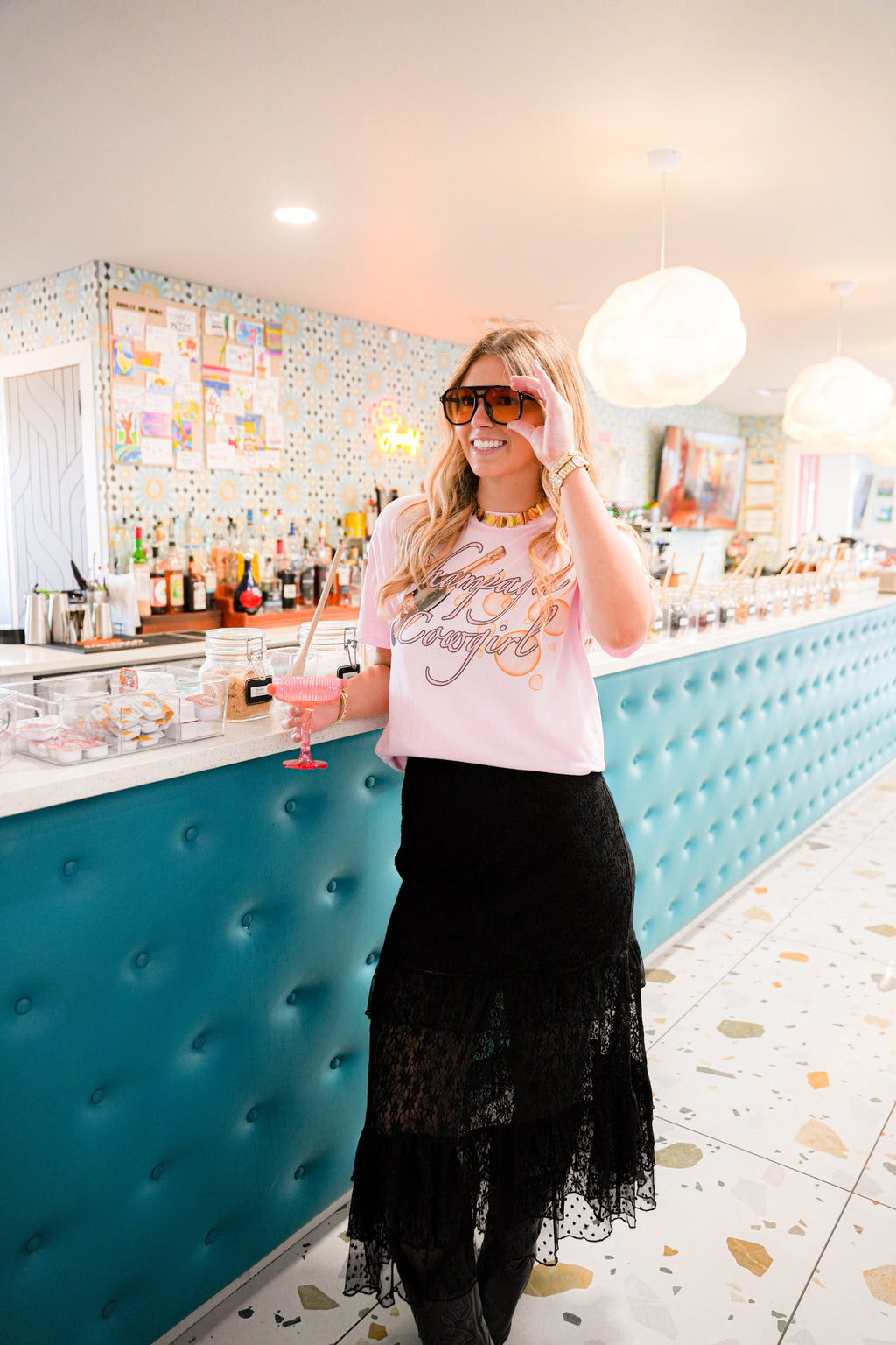 GINA CHAMPAGNE COWGIRL TEE