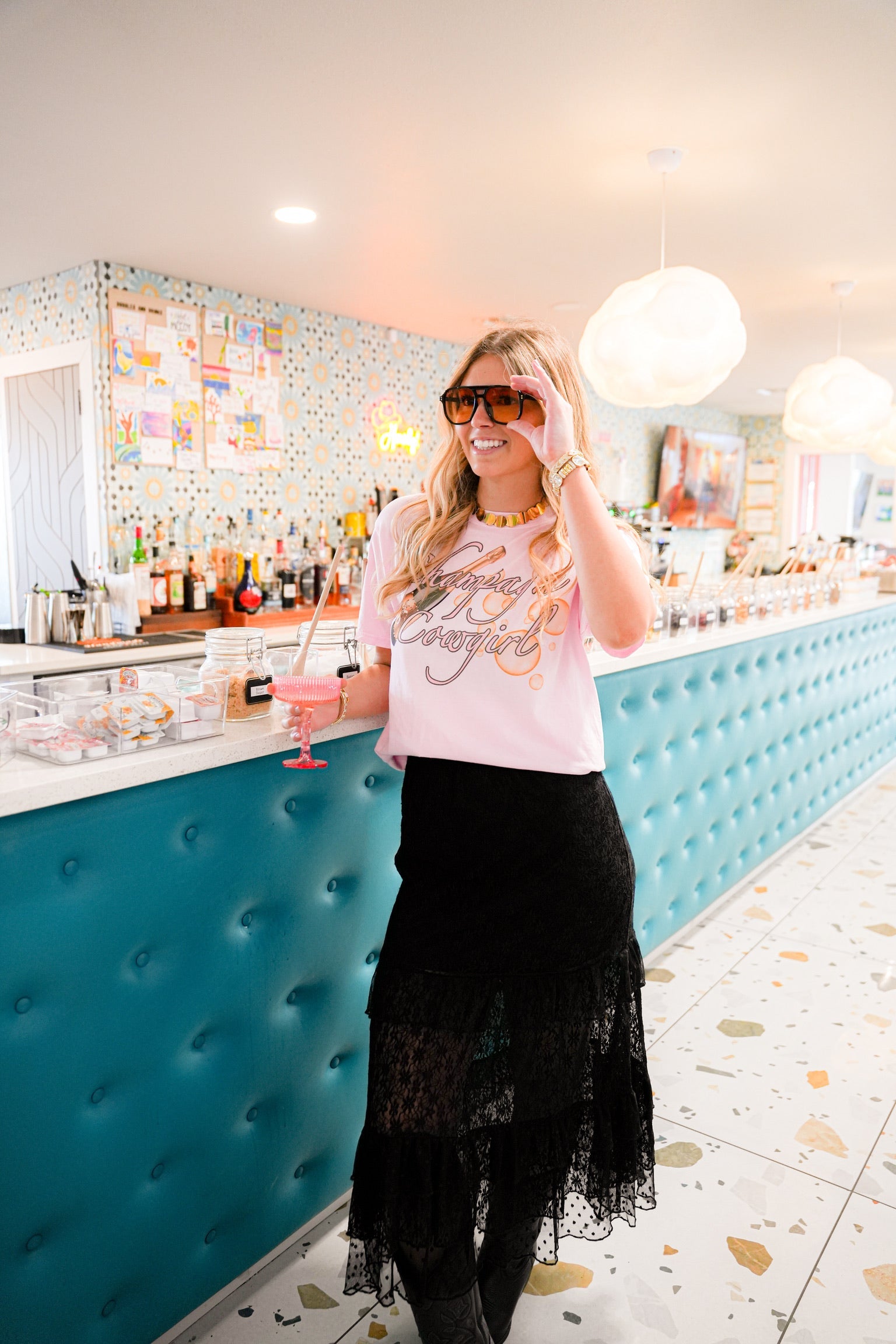 GINA CHAMPAGNE COWGIRL TEE