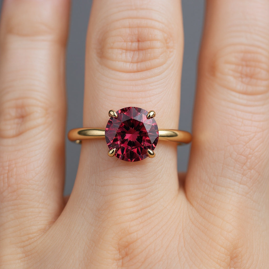 "Circle of Life"  Round Portuguese Cut Cremation Ring 8MM Stone