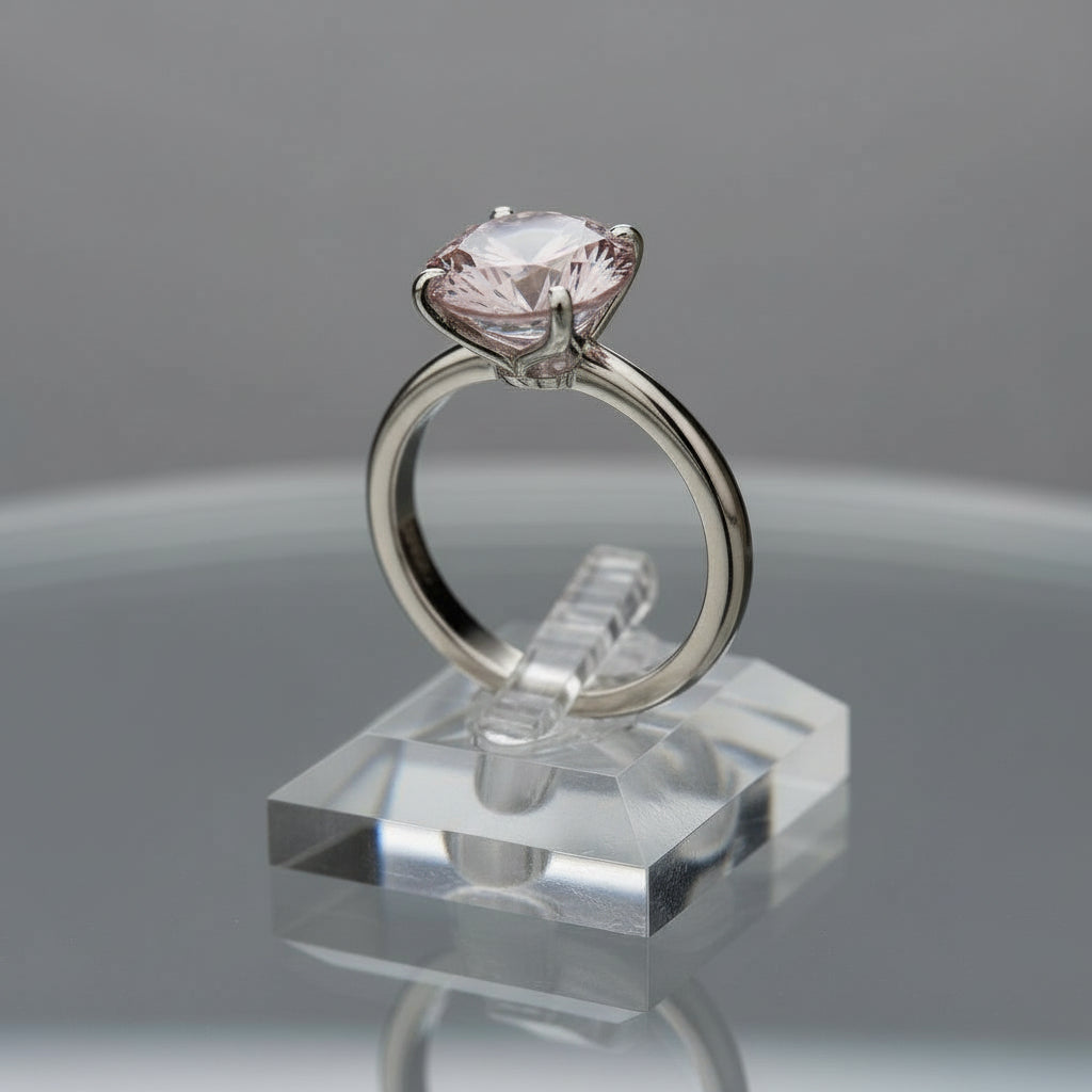 "Circle of Life"  Round Portuguese Cut Cremation Ring 8MM Stone