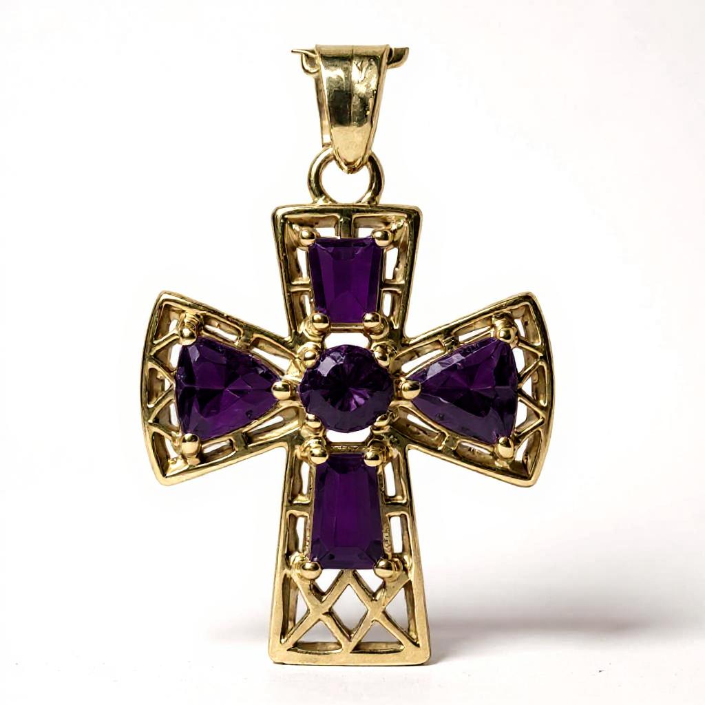 "Tranquility Cross" Cremation Pendant 5 stones, Overall size 28x22.3mm