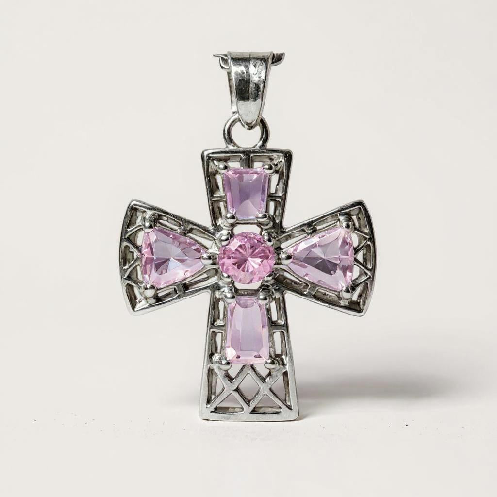 "Tranquility Cross" Cremation Pendant 5 stones, Overall size 28x22.3mm