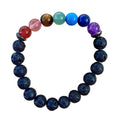Black Lava Chakra Bracelet 8 mm Round Beads