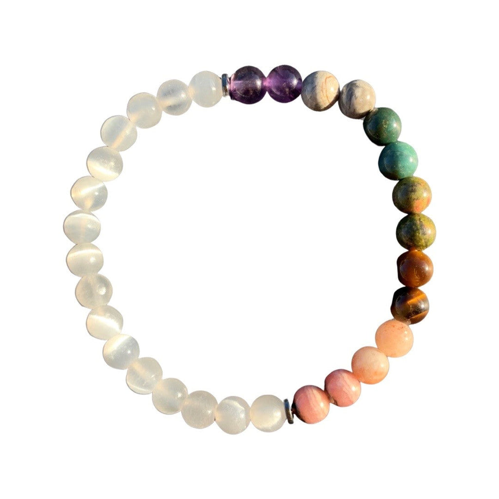 Selenite Chakra Bracelet 6 mm Round Beads