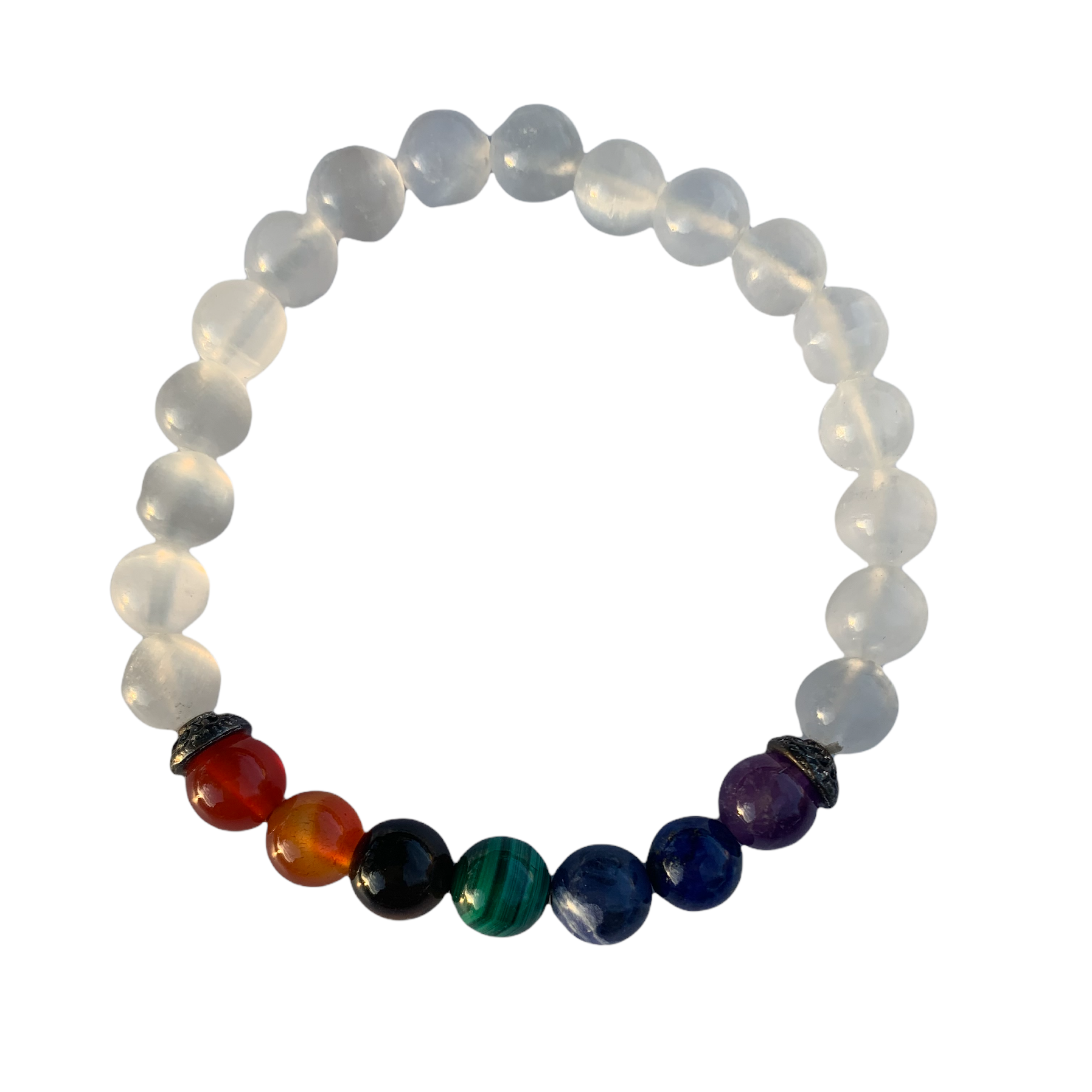 Selenite Chakra Bracelet 8 mm Round Beads