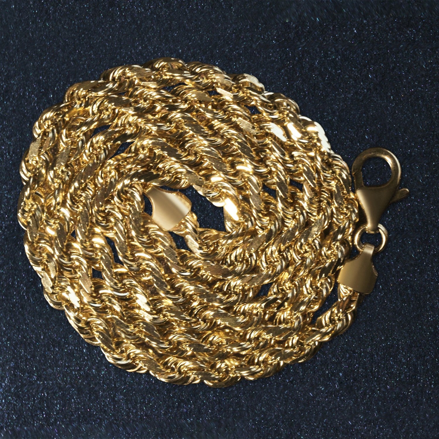 14k Yellow Gold Solid Diamond Cut Rope Chain (5.00 mm)