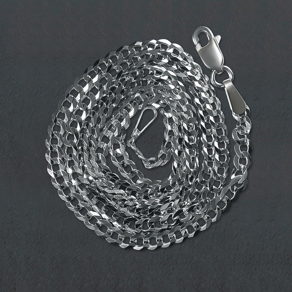 14k White Gold Solid Curb Chain (2.60 mm)