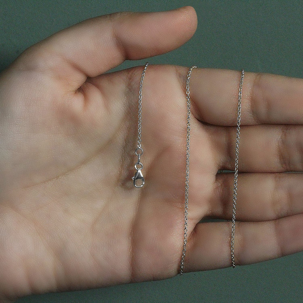 14k White Gold Round Cable Link Chain (1.20 mm)