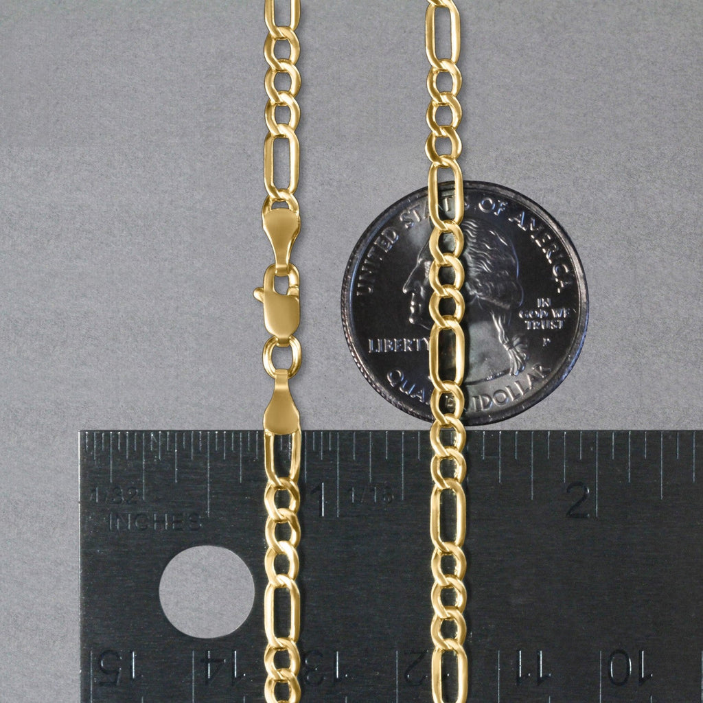 14k Yellow Gold Lite Figaro Chain (3.70 mm)