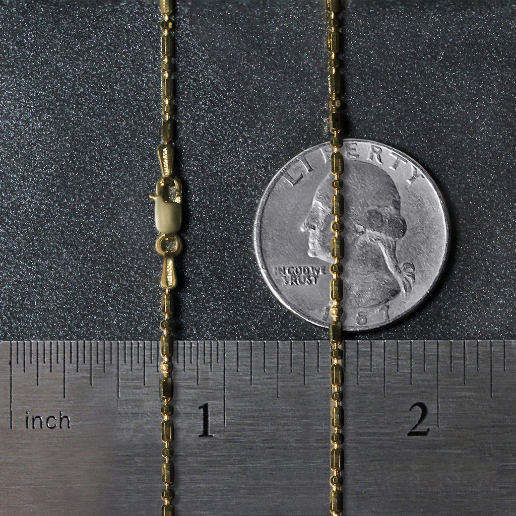 14k Yellow Gold Diamond-Cut Alternating Bead Chain (1.30 mm)