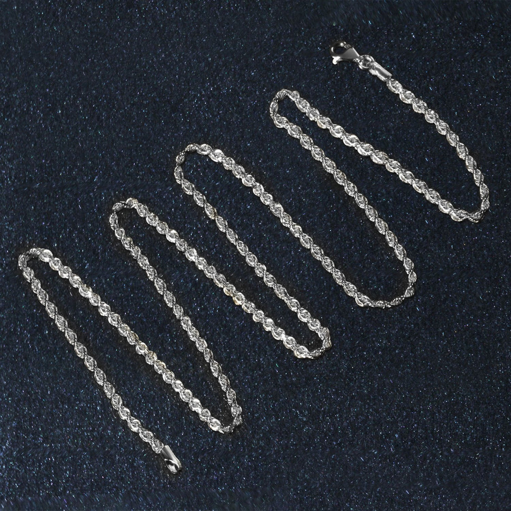 14k White Gold Solid Diamond Cut Rope Chain (2.00 mm)