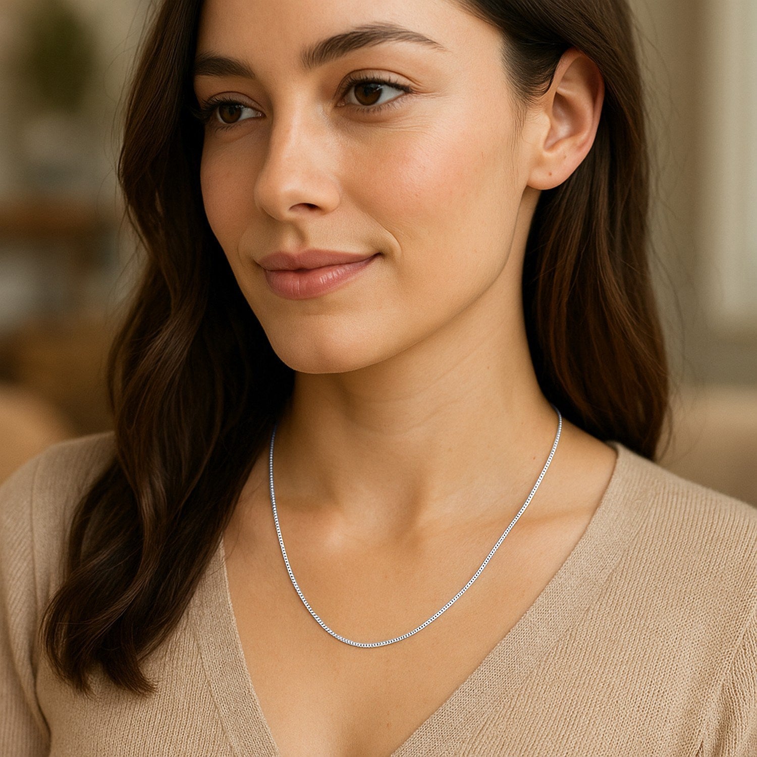 14k White Gold Classic Box Chain (0.45 mm)