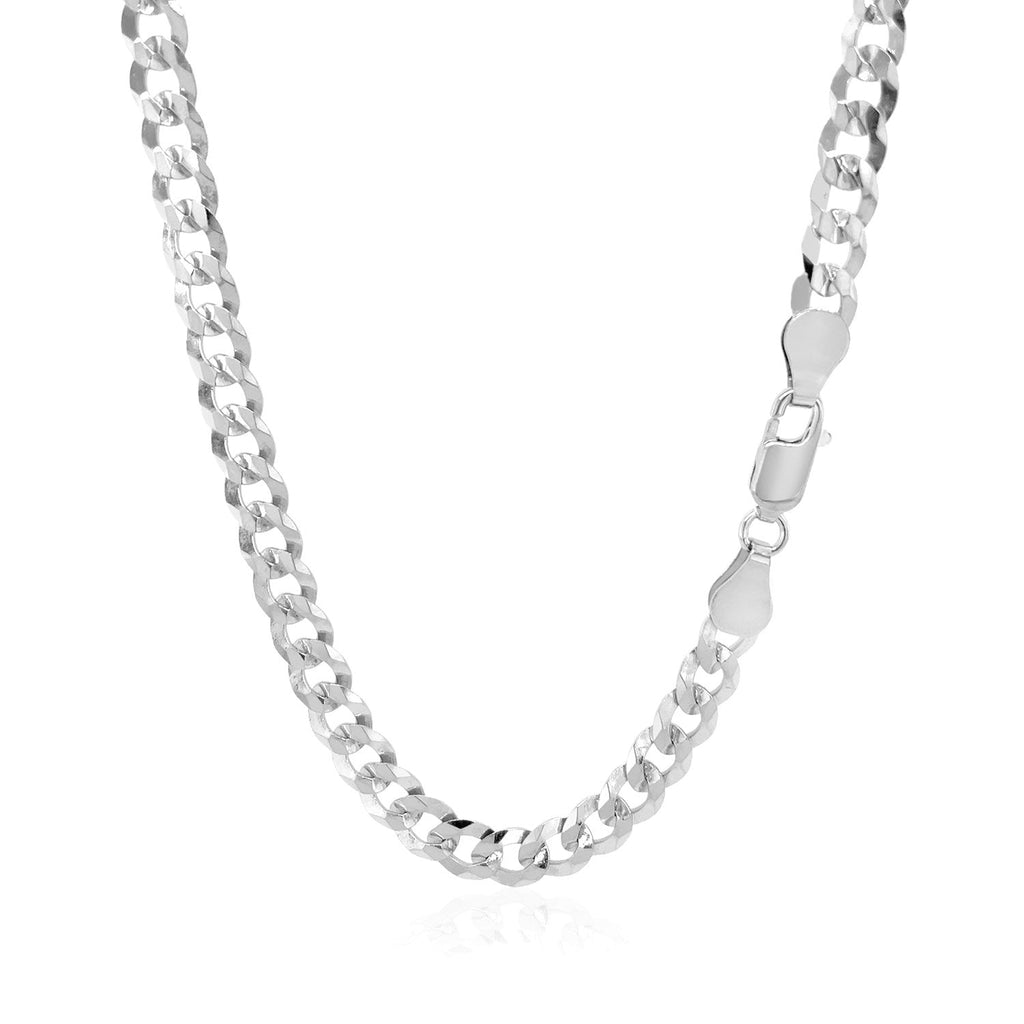 14k White Gold Solid Curb Chain (5.70 mm)