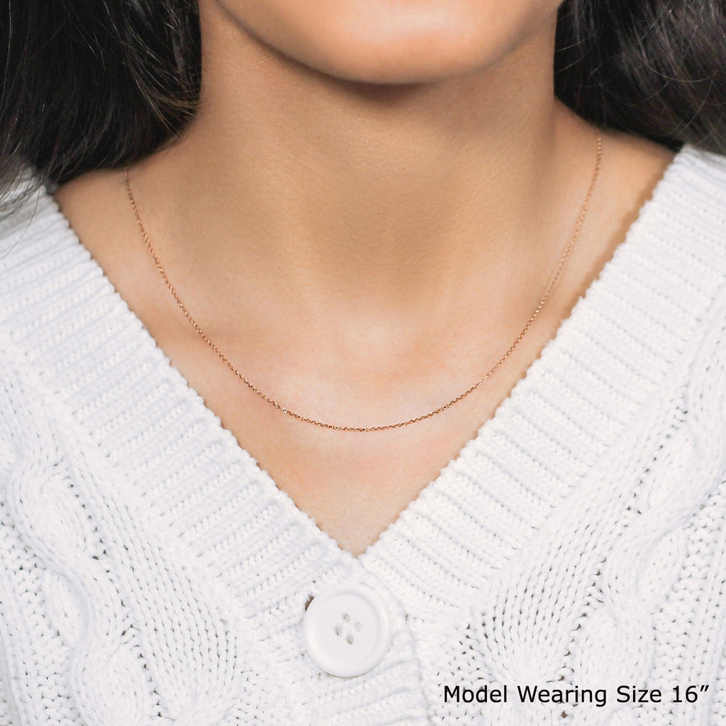 Diamond Cut Cable Link Chain in Rose Gold (0.87 mm)