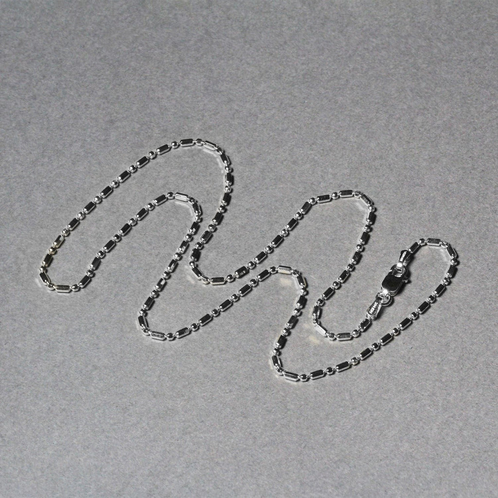 14k White Gold Diamond-Cut Alternating Bead Chain (1.30 mm)