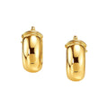 14k Yellow Gold Wide Small Hoop Earrings with Snap Lock