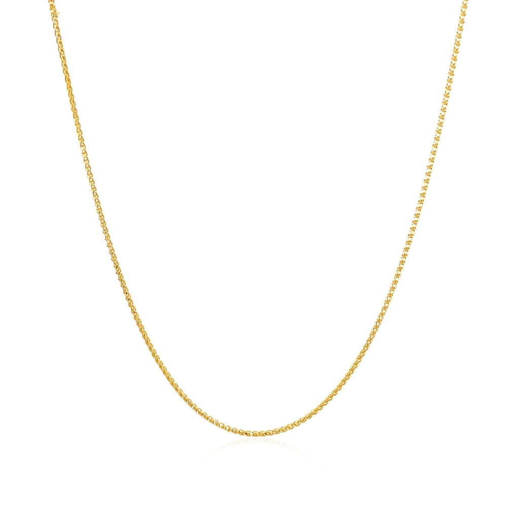14k Yellow Gold Diamond Cut Round Wheat Chain (0.60 mm)