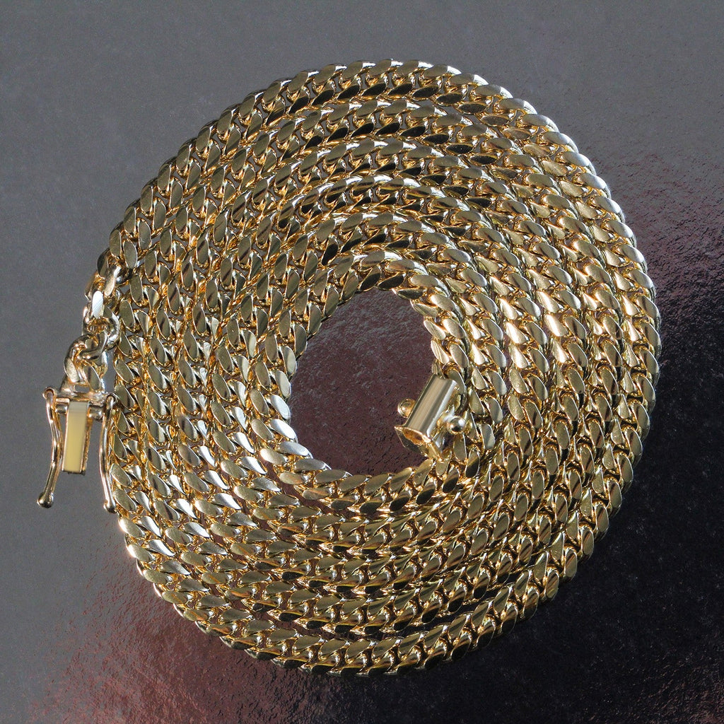 4.0mm 14k Yellow Gold Classic Solid Miami Cuban Chain