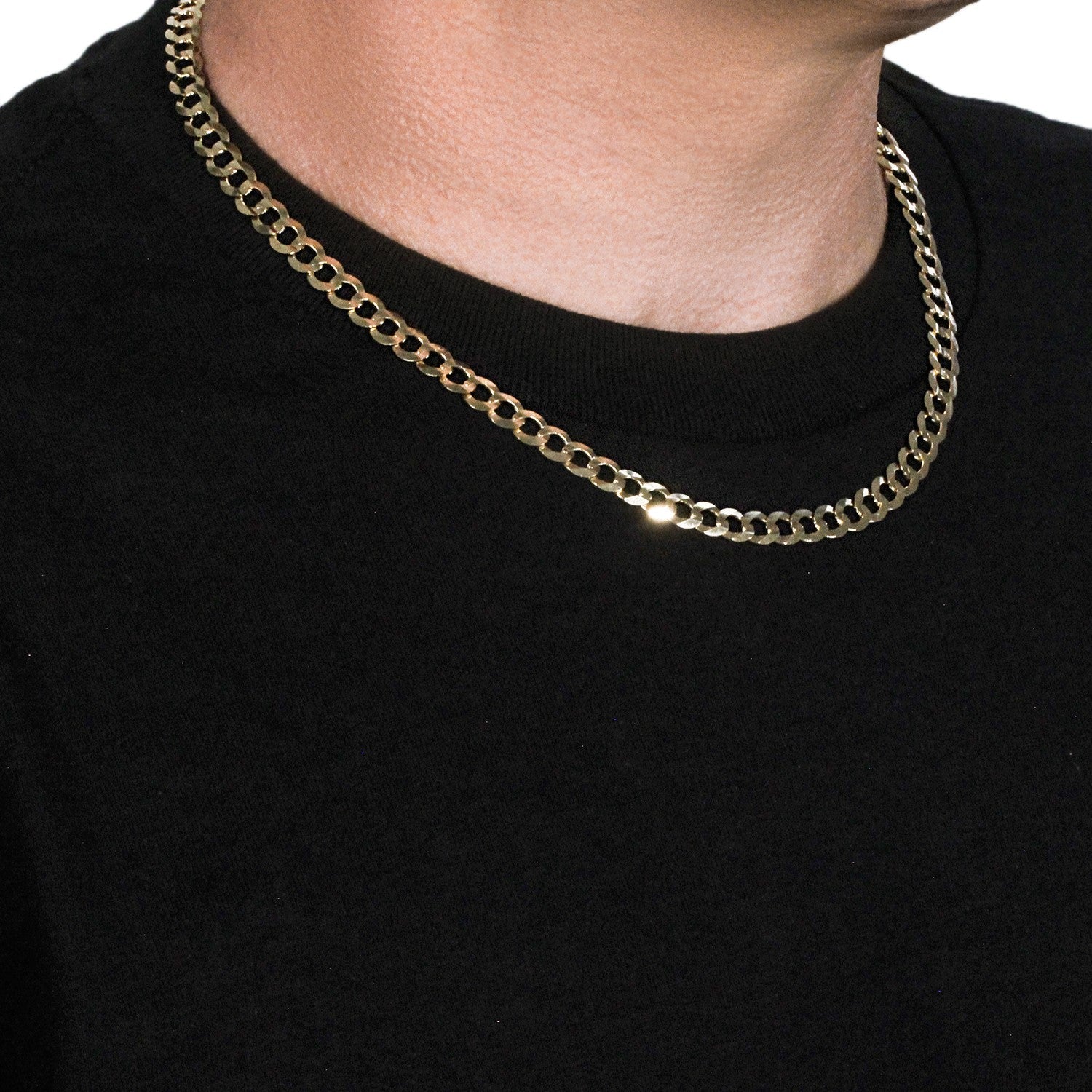 14k Yellow Gold Solid Curb Chain (7.00 mm)